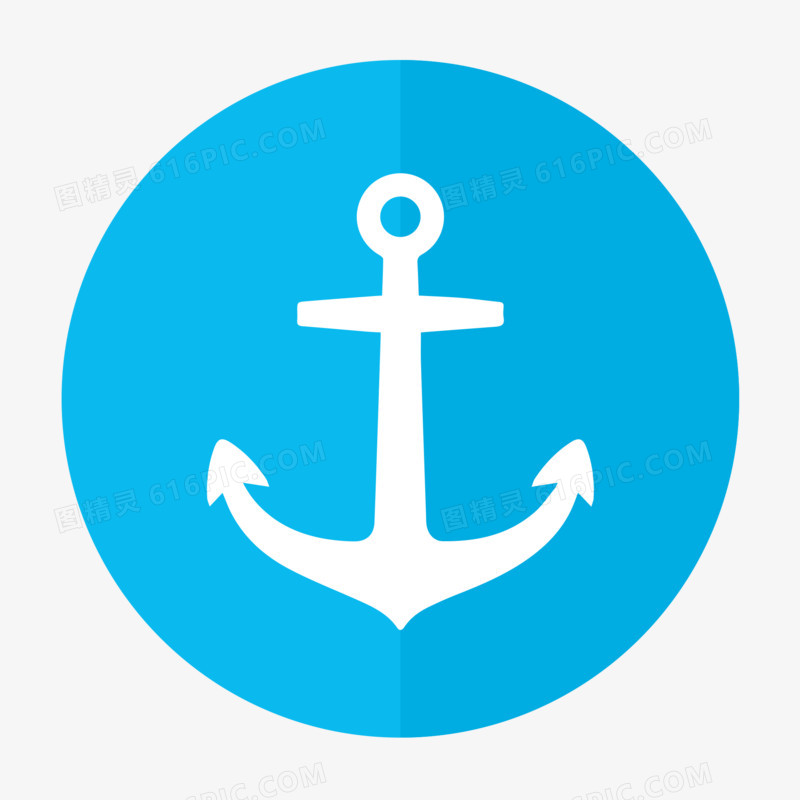 扁平蓝色航海救生圈图标元素