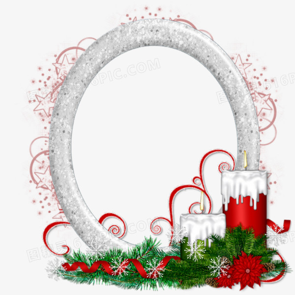 圣诞蜡烛装饰椭圆形边框