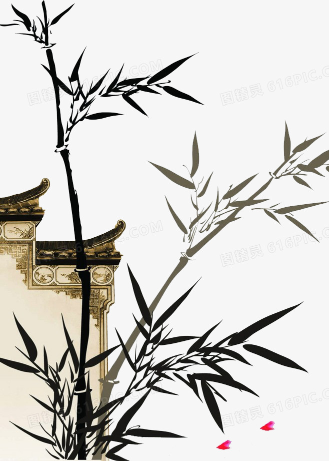 竹子墙绘室外图片