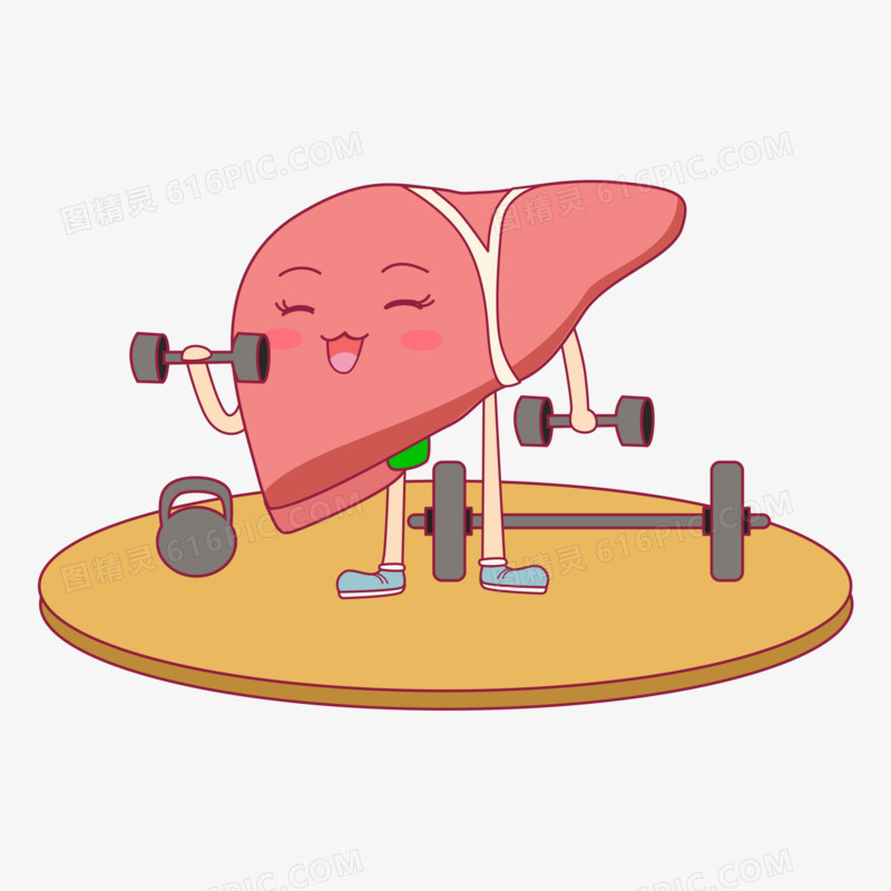 卡通拟人化勤锻炼保护肝脏矢量元素