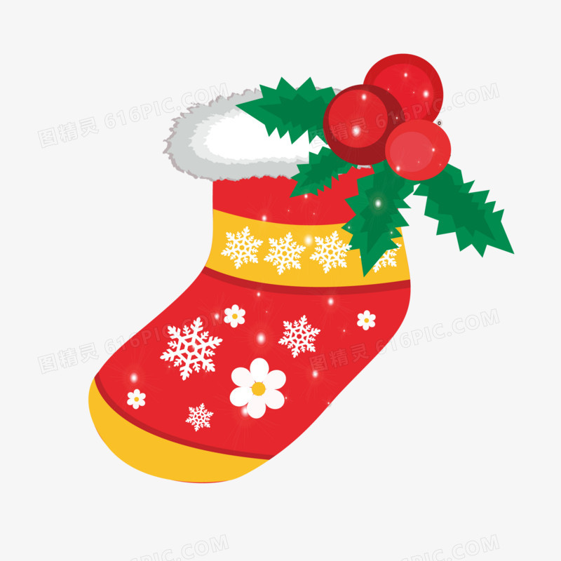 红色圣诞袜子矢量元素