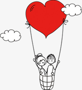 红心热气球海报背景七夕情人节