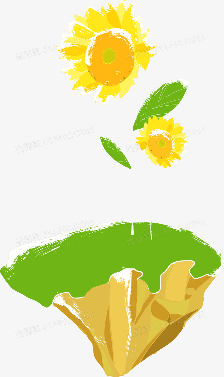 黄色水彩设计太阳花