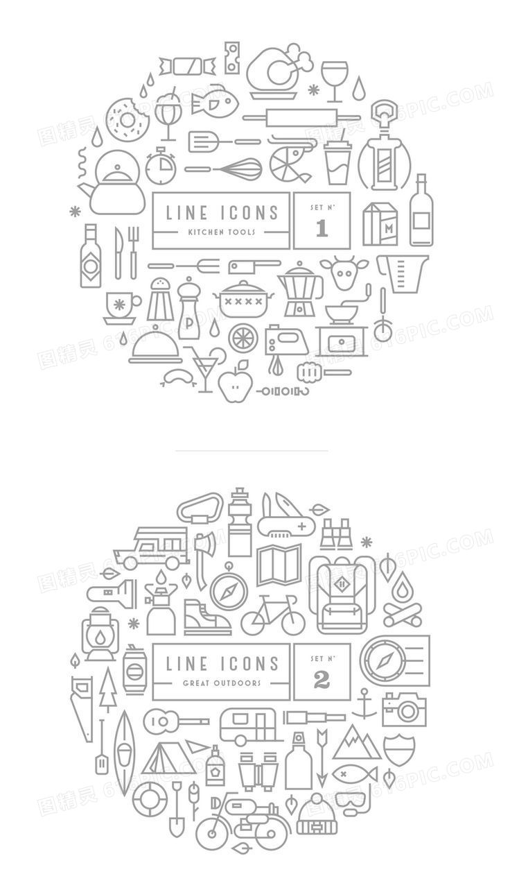 线条图标手绘卡通