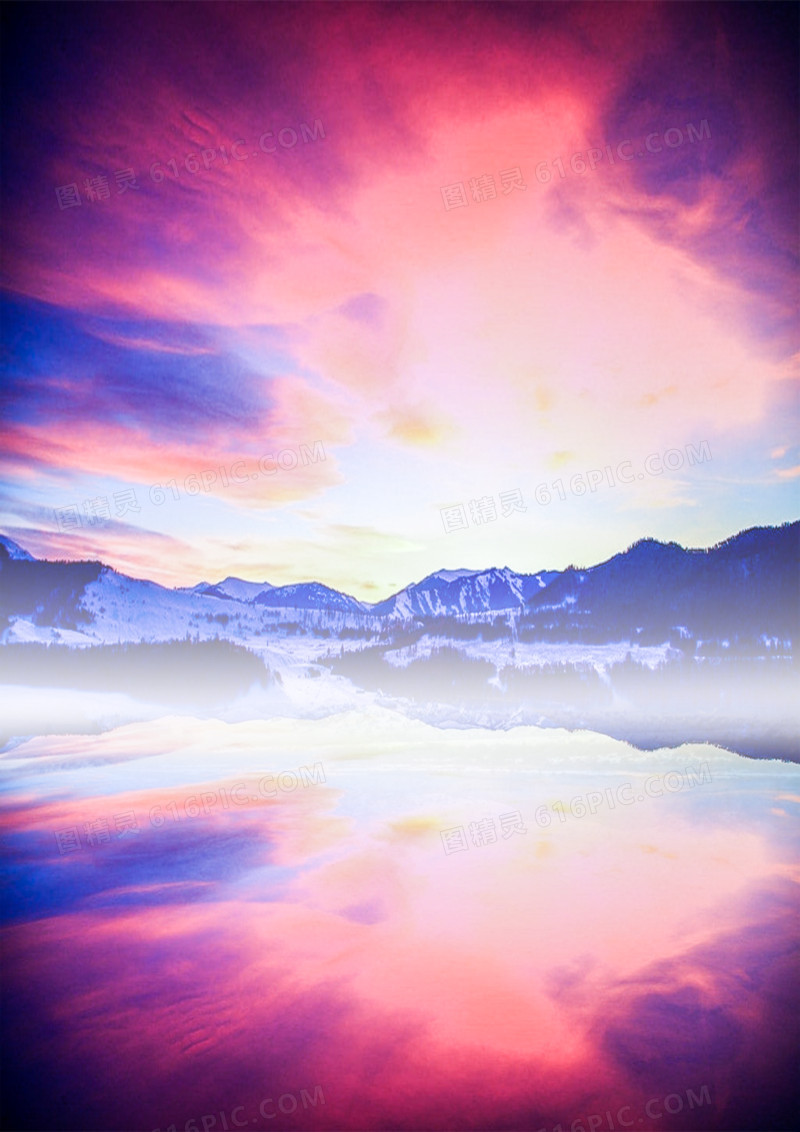 粉紫色梦幻天空风景