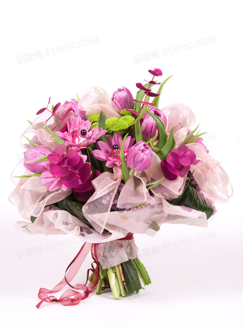 粉色郁金香花束图片