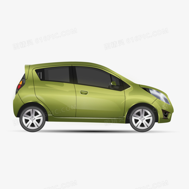 绿色侧面小汽车产品实物元素