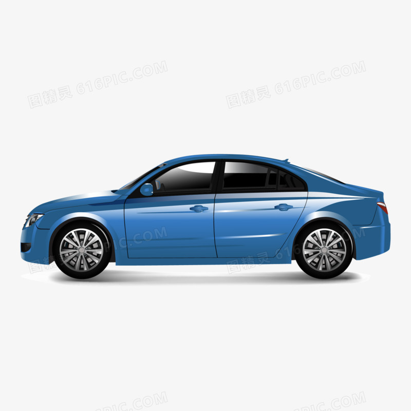 蓝色侧面小汽车产品实物元素