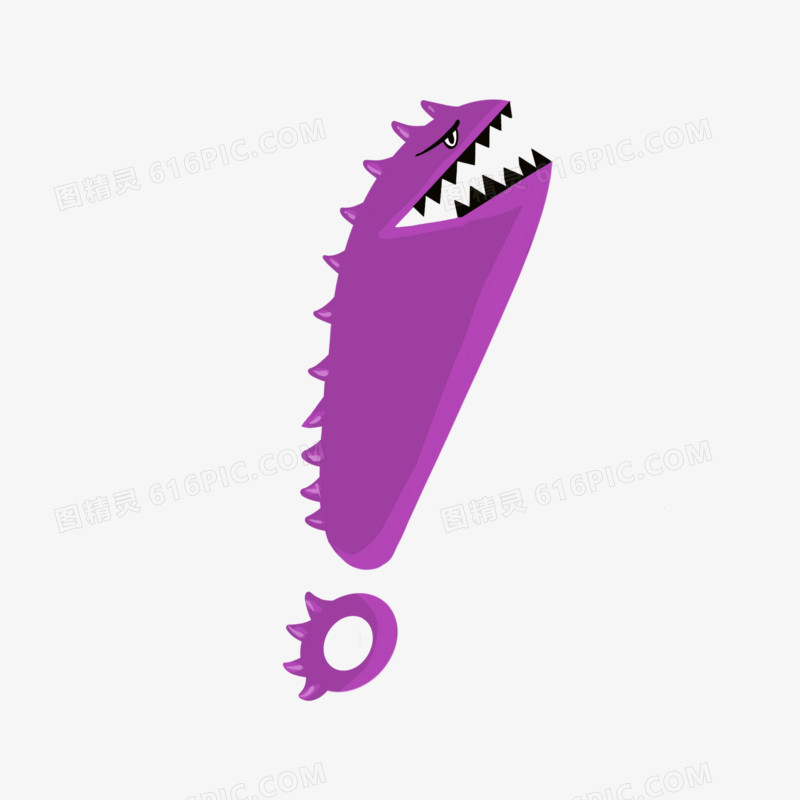 紫色鲨鱼感叹号设计免抠元素