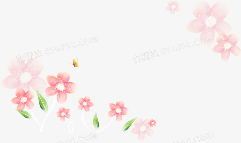 卡通唯美粉色花卉小花