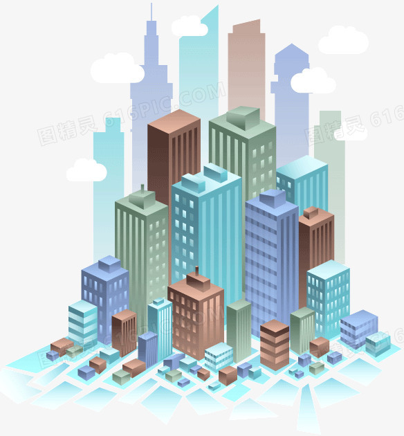 3D时尚都市楼群设计矢量素材