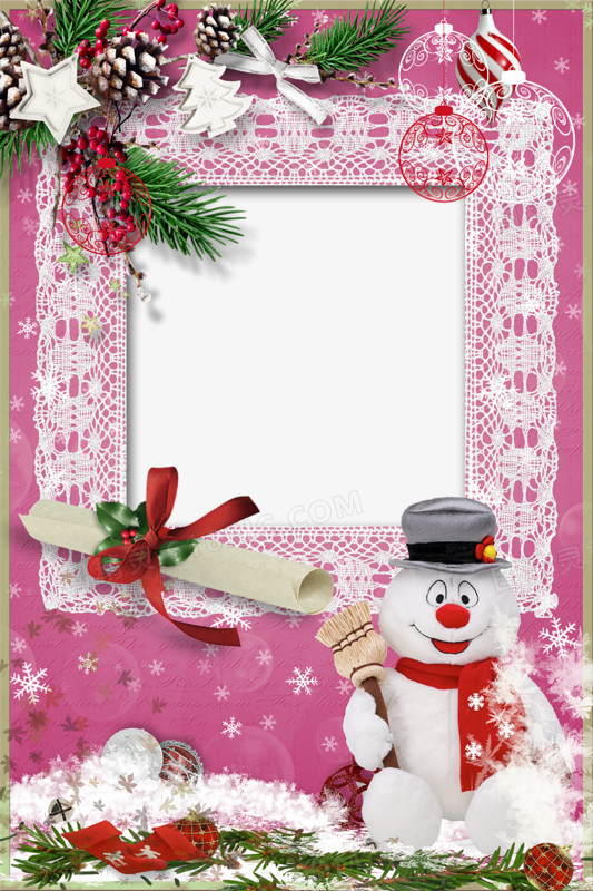 圣诞装饰粉色花纹边框