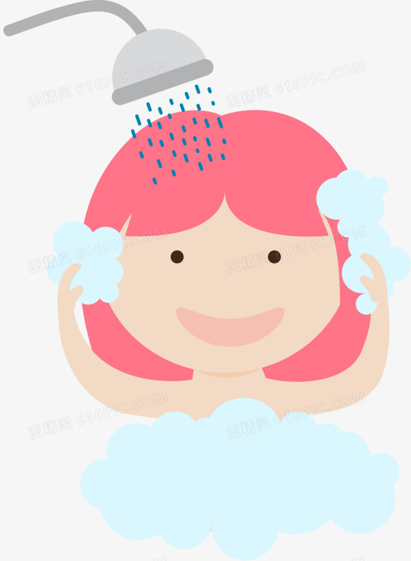 粉红头发女孩洗澡