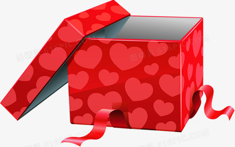 打开的红色爱心礼盒