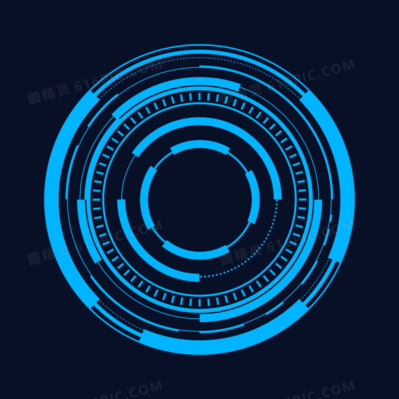 蓝色科技未来感圆环效果元素