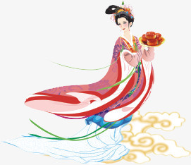 送月饼的仙女中秋中国画