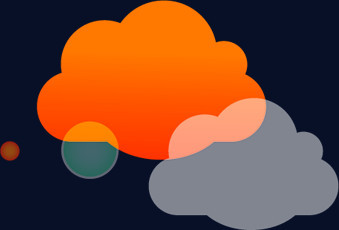 透明色云朵和橙色云朵叠加