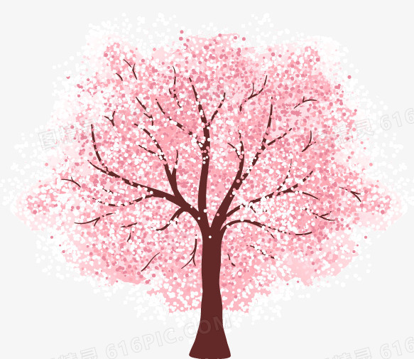 粉色樱花树矢量