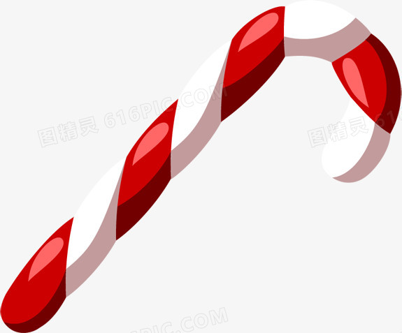 红白两色卡通圣诞节拐杖