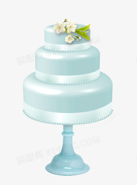 淡蓝色结婚三层蛋糕