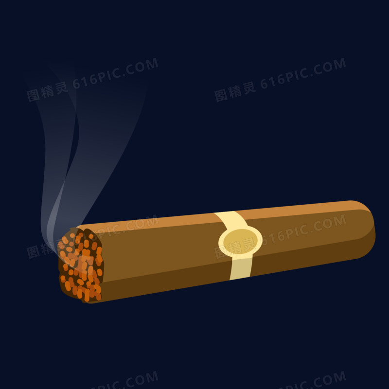 卡通手绘雪茄元素