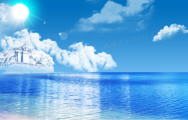 大海，清凉，蓝天，白云，阳光，海洋，蓝色