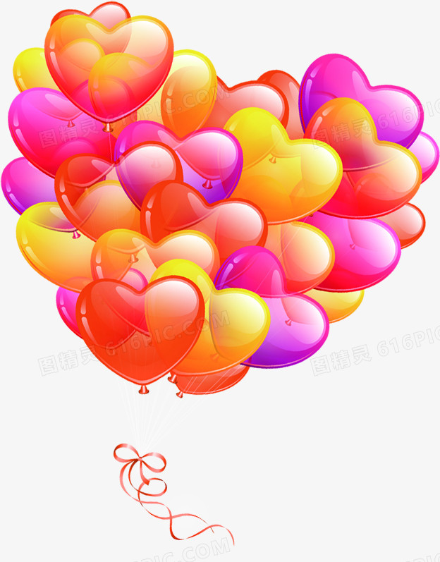 彩色卡通手绘唯美爱心气球