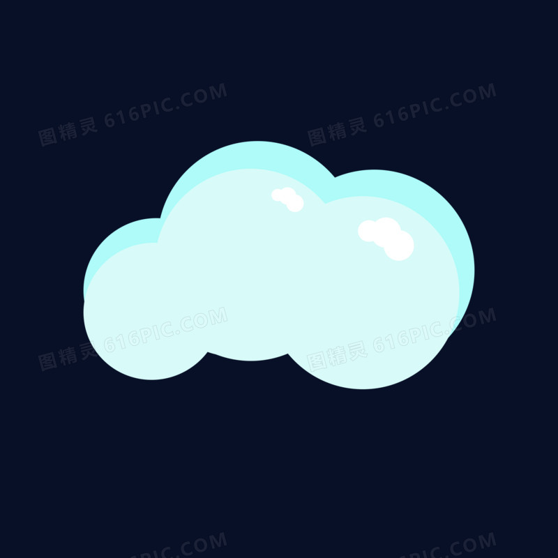卡通手绘蓝色白云朵元素