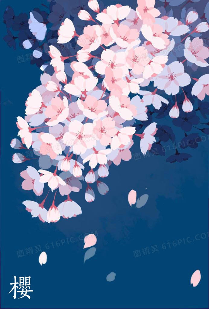 手绘樱花花朵海报背景