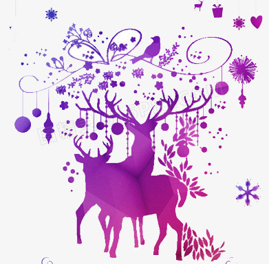 紫色驯鹿元素背景