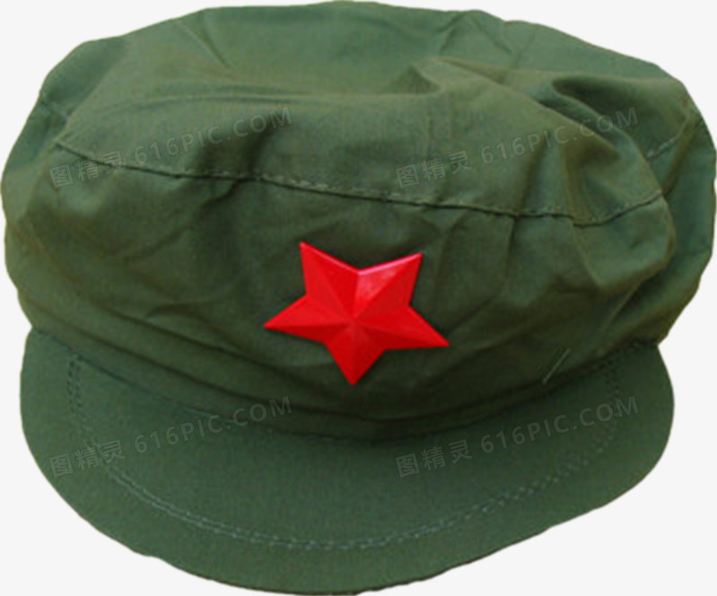 五星红军帽绿色