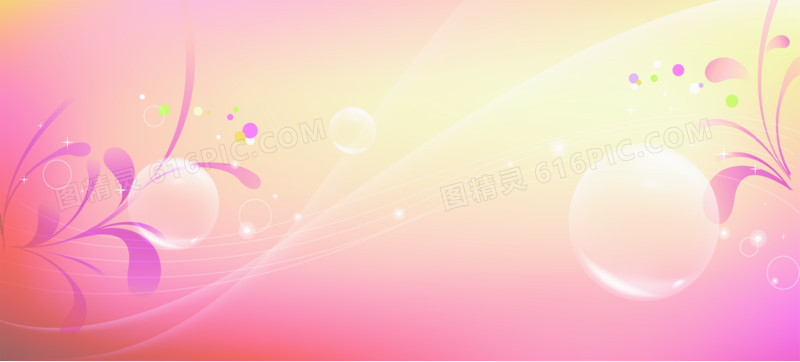 中国风粉色泡泡手绘背景