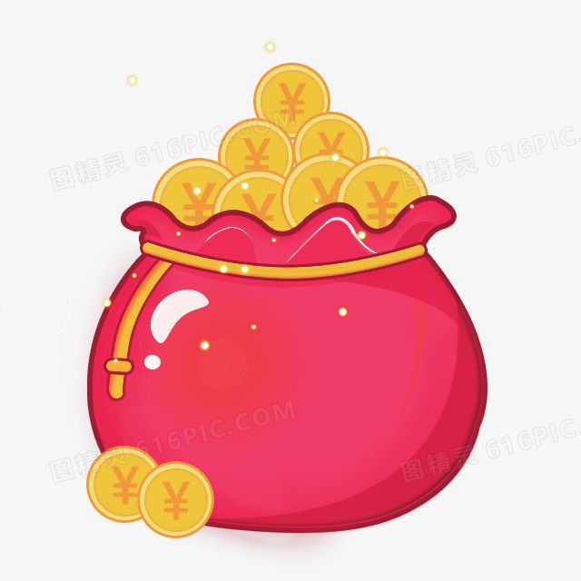 一大袋金币福袋卡通手绘
