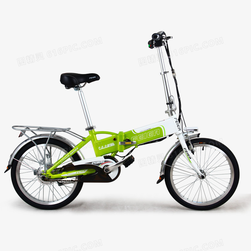 产品实物绿色折叠自行车