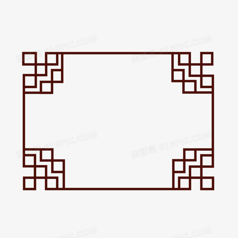 中式横向红边框免抠元素