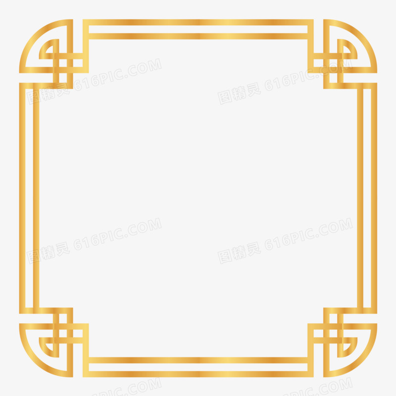 中式方形金色边框设计