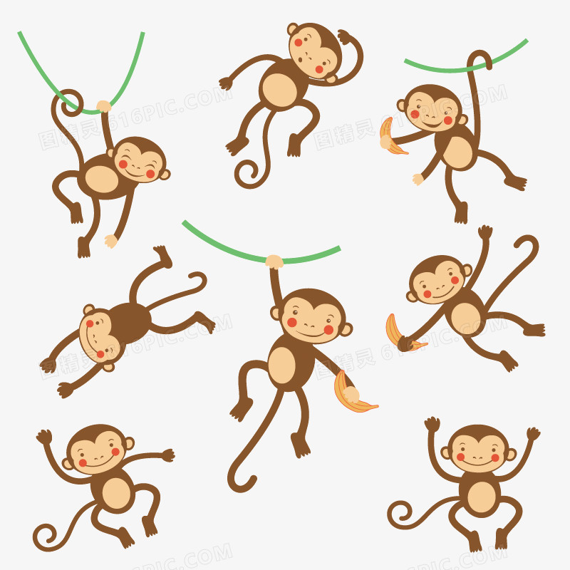 扁平化卡通小猴子