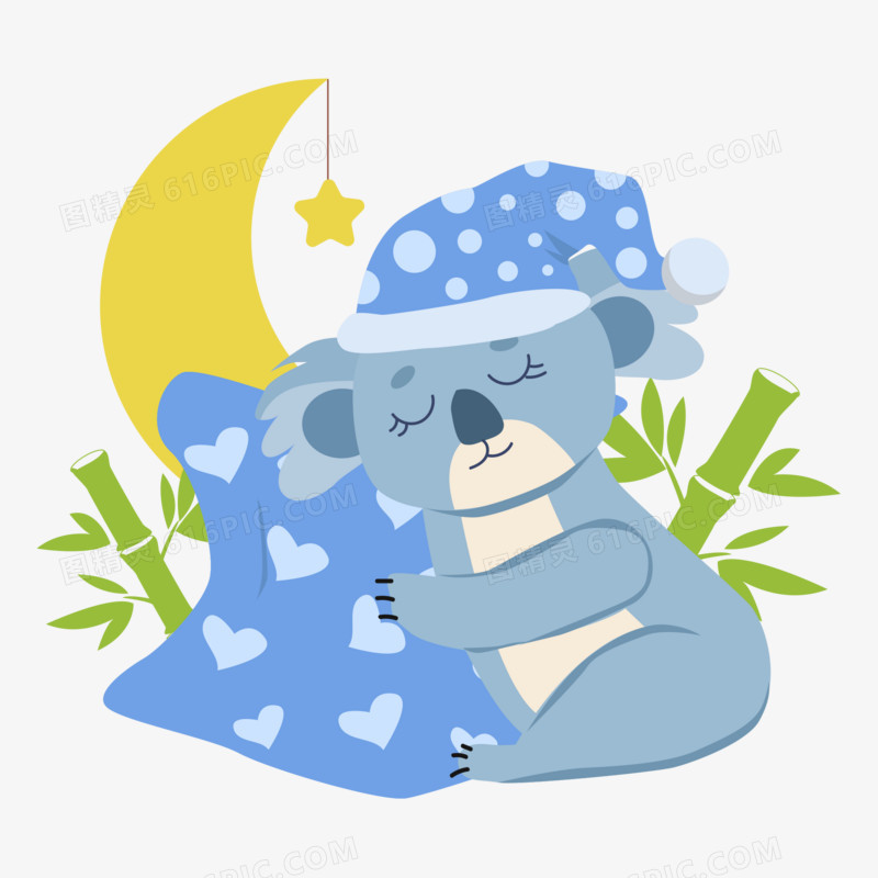 卡通手绘睡觉的树袋熊矢量元素