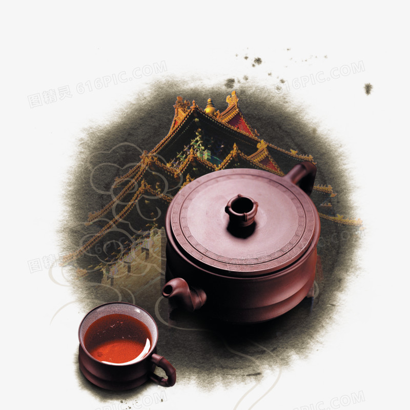 茶叶 茶壶 中国元素茶的古典背景 茶杯 茶道艺术字 茶杯 古典的背景图素茶背景设计素材 茶的古典海报设计素材