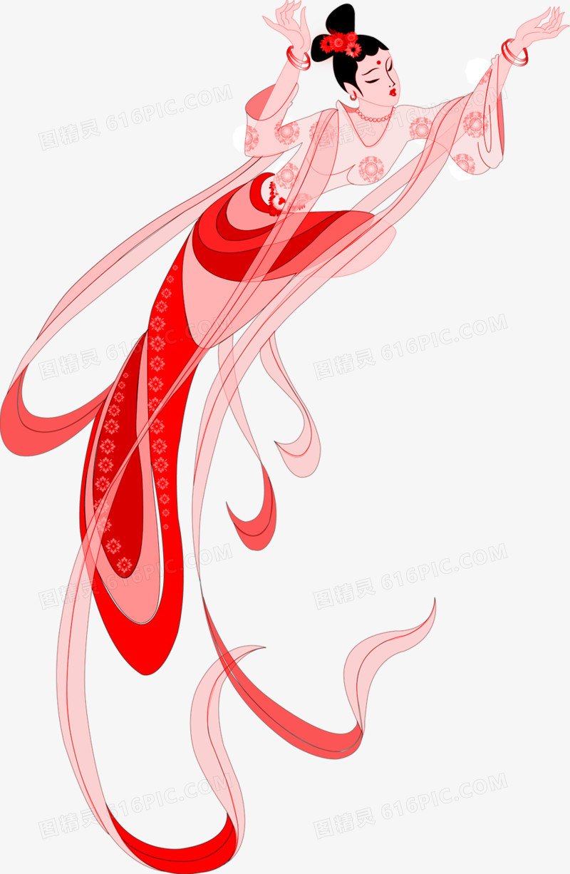 中秋节国庆手绘红色美妇