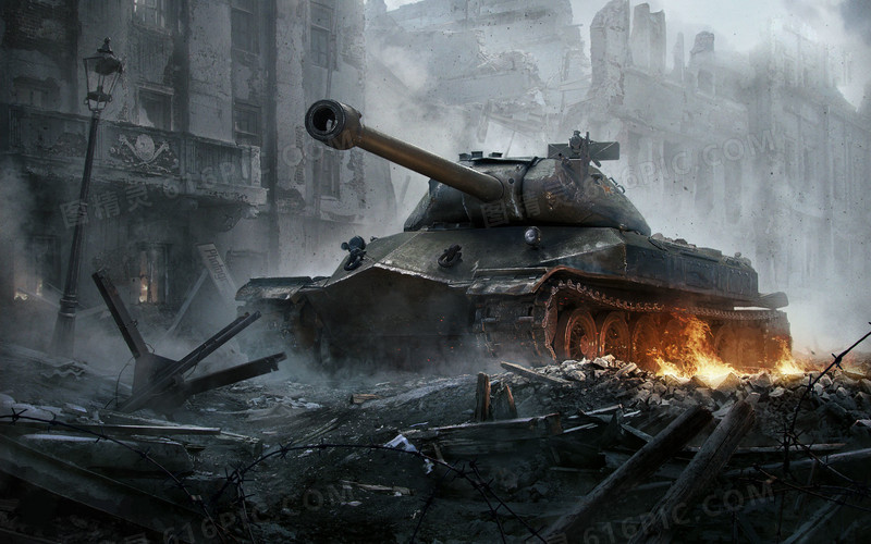 战斗着的坦克素材海报背景