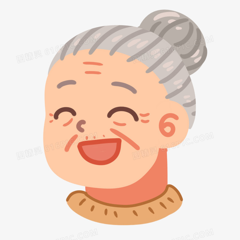 卡通手绘老年人老奶奶头像元素