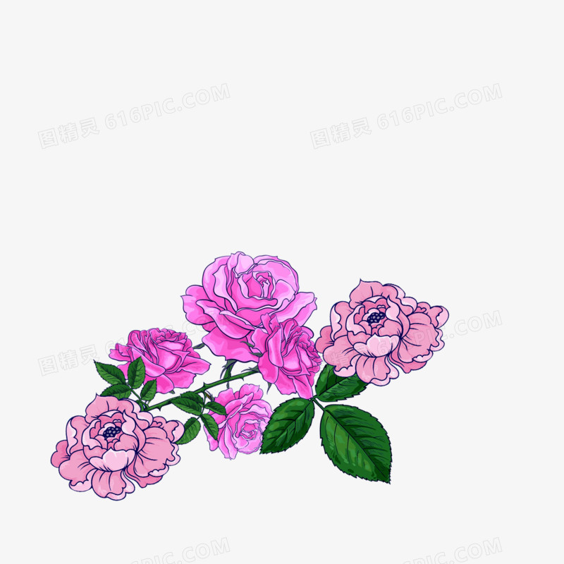 粉色花卉免抠装饰元素