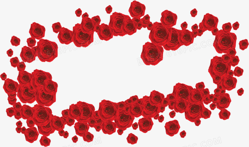 红色玫瑰花框情人节元素