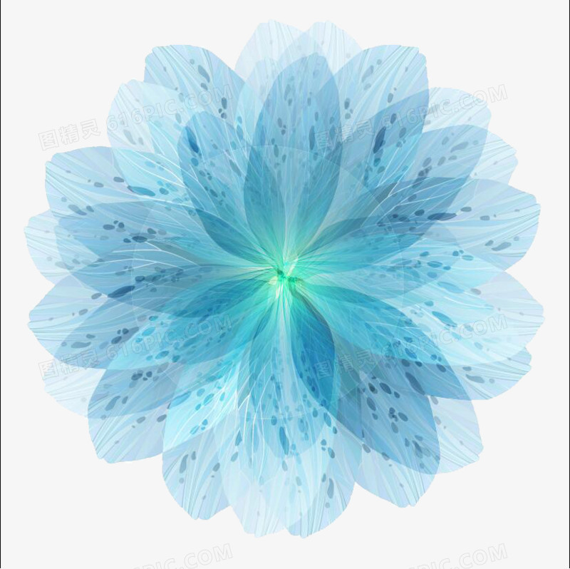 蓝色梦幻对称花朵