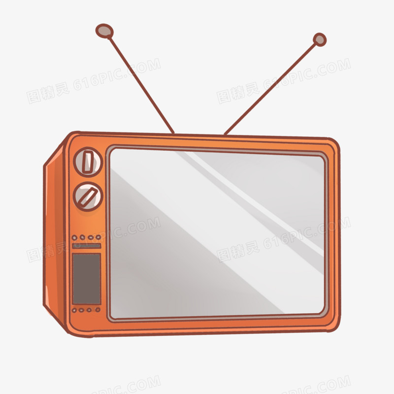 卡通手绘老式电视机免抠素材