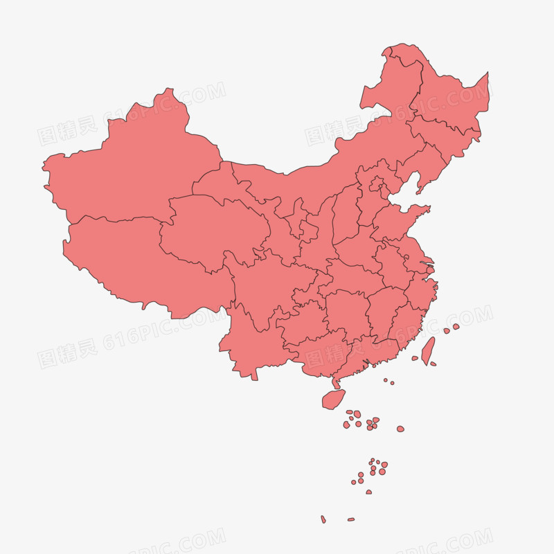 矢量红色中国地图免抠装饰元素