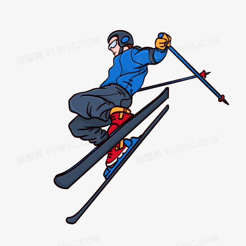 卡通手绘单板滑雪比赛免抠元素