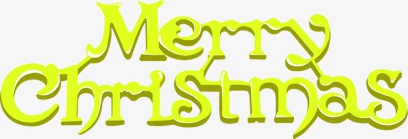 黄色创意圣诞节快乐字体