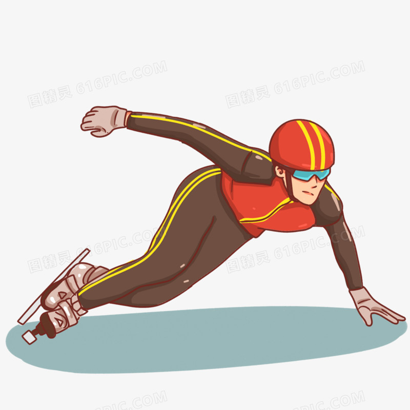 卡通手绘运动员短道速滑比赛场景素材